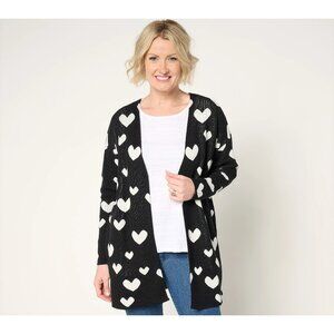Driftwood Jeans Heart Intarsia Cardigan Size 1X Black Heart Knitwear Holiday NEW